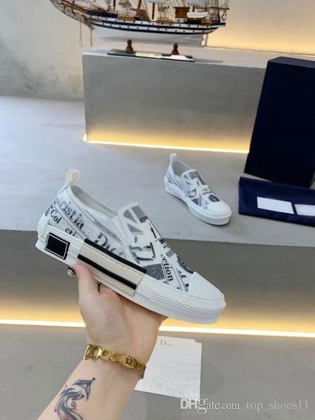 

2020 b23 low sneakers oblique asham newspaper mens casual shoes transparent letters skateboard shoes men women low help canvas shoes, Black