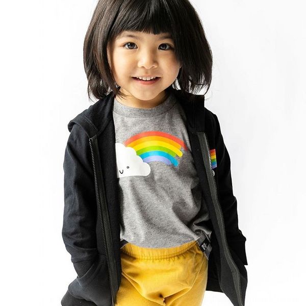 

ins children's 2019 new cotton rainbow printed short-sleeved t-shirt for boys and t-shirt clothing clothing girls baby fashion, Blue