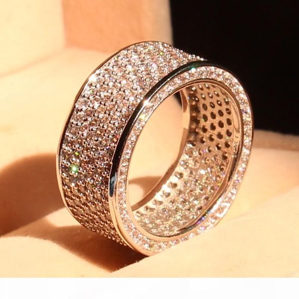 

jewelry luxury full 320pcs white z simulated diamond diamonique 10kt white gold filled gf simulated diamond wedding band ring size 5-11, Silver