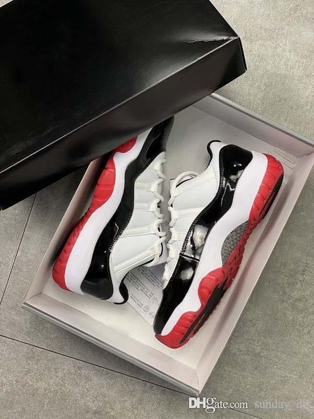 

air authentic 11 low white bred basketball shoes 11s men black true red retro athletic sneakers with box av2187-160