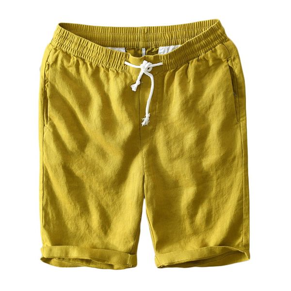 

men's shorts 100% natural linen solid color basic casual pant youth beach pants comfortable and breathable bermuda m-3xl, White;black