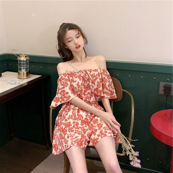 

гофрированные плечо женские довершение плеча талии похудение шнурки лук широко нога шорты комбинезона кузовных кальсоны комбинезона брюки, Black;white