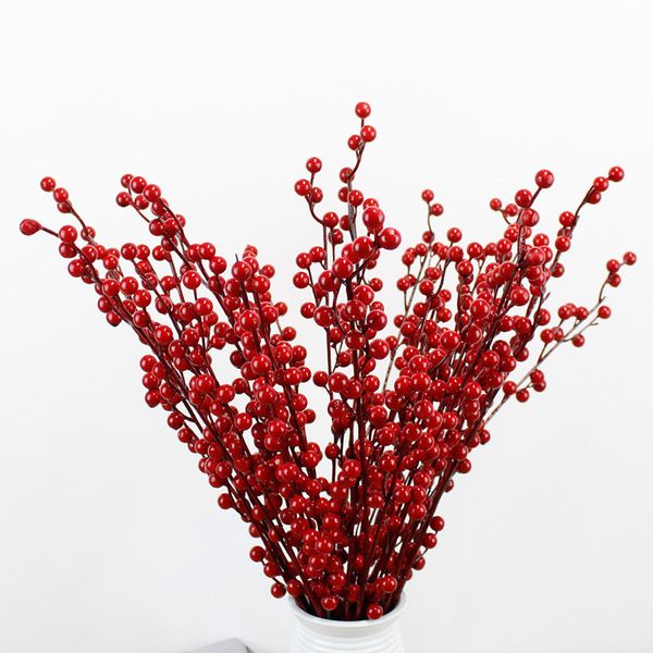 

red berry artificial dried flower bunch bridal wedding party foam bouquet table decoration bean branch fake flower home decor