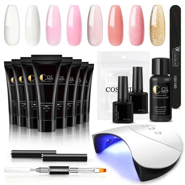 

nail kit manicure set uv led lamp quick building acrylic nail gel set with extensions tips art tools kit