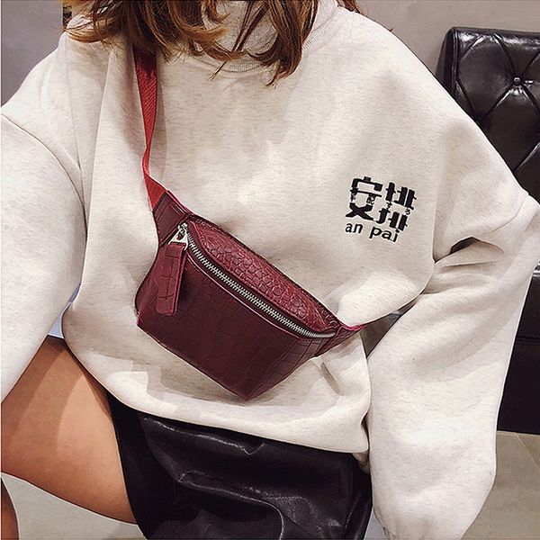 

alligator pattern leather waist bags ladies belt bag women ins disco fanny packs pouch wallet small travel hip chest pack bum