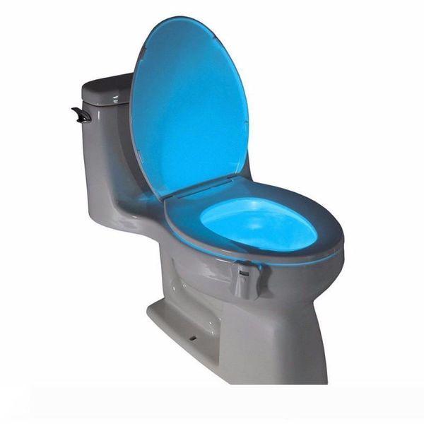 

White ABS 8 changing Colors Bowl Bathroom Night Light Smart Lamp LED Light Human Motion Activated Sensor Automatic Toilet Seat Nightlight