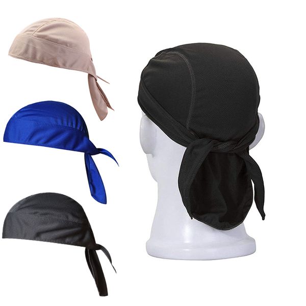 

comen cycling caps & masks quick dry pure cap head scarf men summer riding headscarf knitting outdoor sport bicycle hat headband skull bike, Black