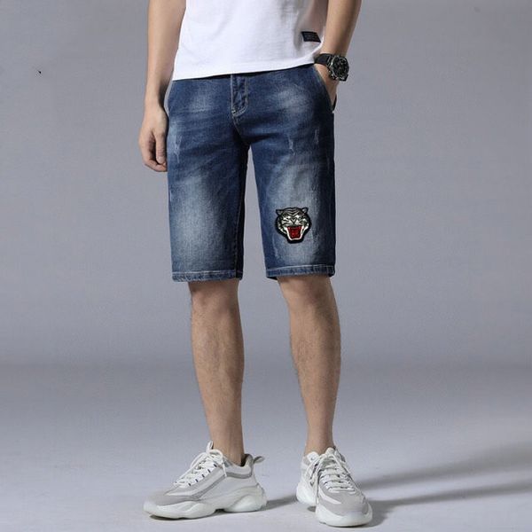 

hip hop biker men designer jeans camouflage men pants blue hole zipper casual patched jeans short size 28-36