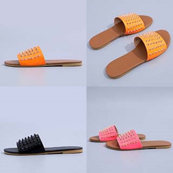 

ot sale- suede rivets strap block eel soes slippers women dener slides sandals size 35 to 40 t31#457#941, Black