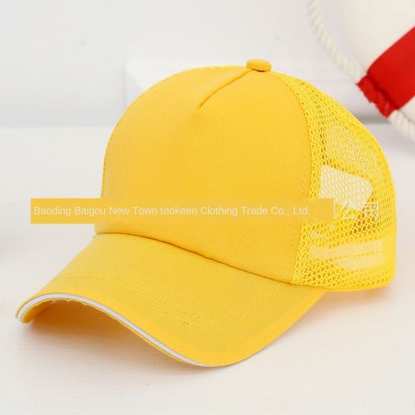 

children's sun baseball cap hat hat/two-wire twill children's/children's mesh hollow sun hat baseball cap, Yellow