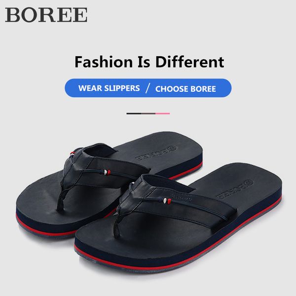

boree 2020 summer slippers men casual beach outdoor soft elastic eva flip flops pinch feet shoes for men breathable sandals, Black