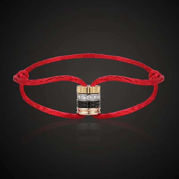 

new designer jewelry luxury stainless steel boucheren different silk string hand make bracelet four color zircon round bangle fashion j, Black