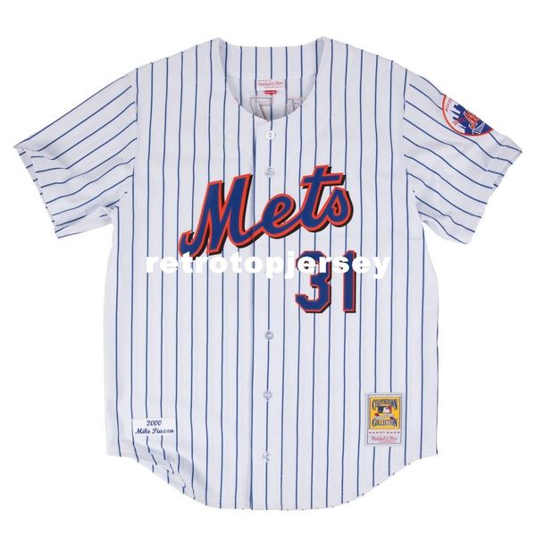 

mike piazza new york #31 mitchell & ness retro 2000 button up jersey, Gray