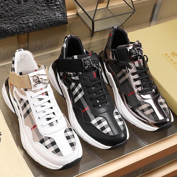 

new arrival mens shoes luxury vintage designer footwears chunky sneakers lace -up plus size casual men shoes scarpe da uomo, Black