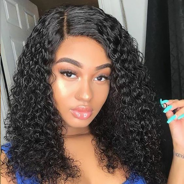 

2020 13*4 lace front human hair wigs pre plucked curly bob lace wig brazilian remy hair lace wig with baby hair 150% bleached knots, Black