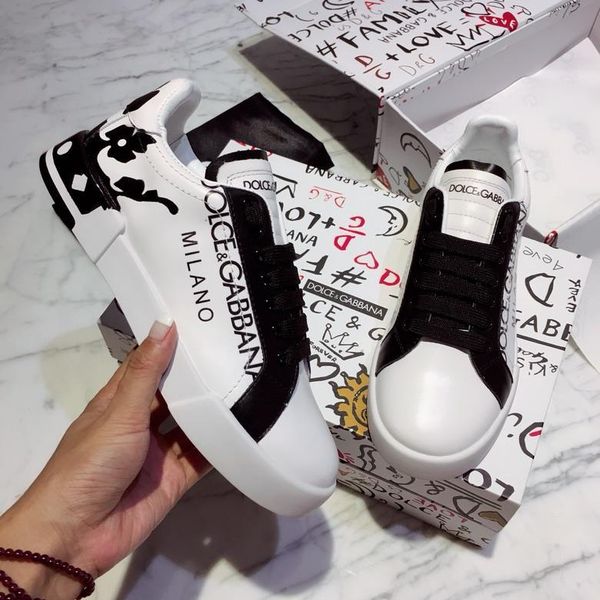 

2020r new genuine leather party casual shoes outdoor men and women sports shoes fashion trend doodle wild couple shoes, size 35-45, Black