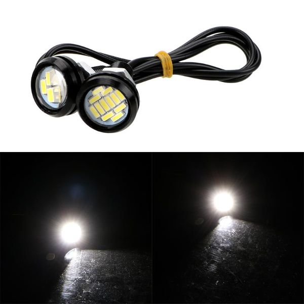 

leepee reverse backup turn signal lamp 2pcs drl daytime running light white 23mm 4014 12smd dc12v 5w car eagle eye led light