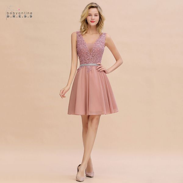 

babyonlindress dusty pink sequins lace cocktail dresses with sashes short party dresses vestidos coctel robe de cocktail cps1337, Black