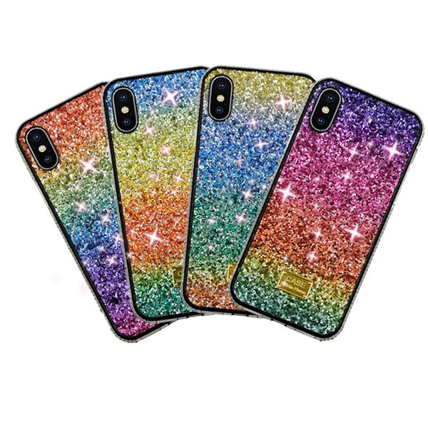 

для iphone 11 pro xs max x xr 6s 7 8 se2 plus case gradient блеск радужной luxury защитник царапин конструктора телефон case