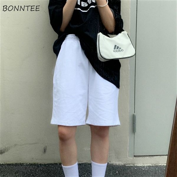 

шорты женщина классической белый простой твердый шнуровка ретро все матч дама байкер коротких досуг мягкого негабаритная высокая талия девуш, White;black