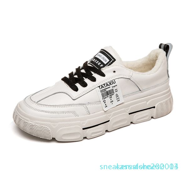 

2020 autumn winter women fashion sneakers female shoes platform genuine leather classic cotton lace up add cotton warm shoes i5-12 c13, Black