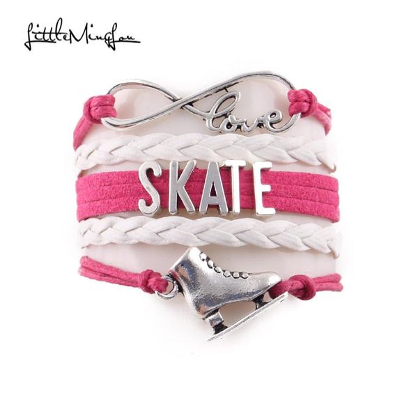 

little minglou infinity love skate bracelet skating shoes charm leather wrap men bracelets & bangles for women jewelry, Red;blue