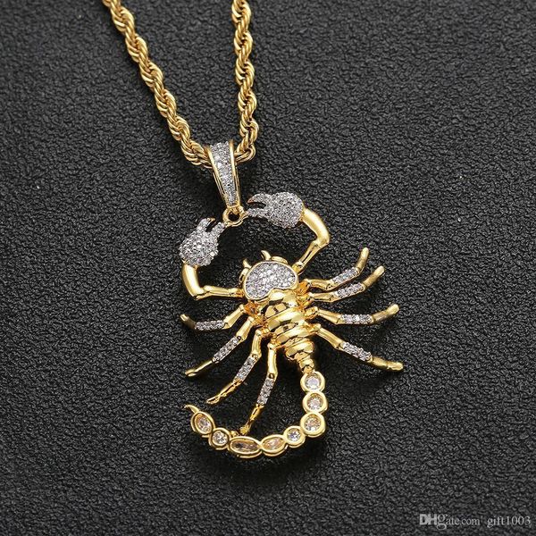 

новй iced out micro pave кђбиекий иѬкон живон scorpion ожеѬеле дл мђжин женин hip hop, Silver