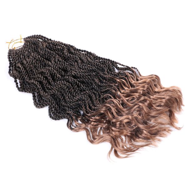 

lans ombre braiding hair senegalese twist hair crochet braids synthetic crochet braid hair 14" 80g/pc ends curly, Black