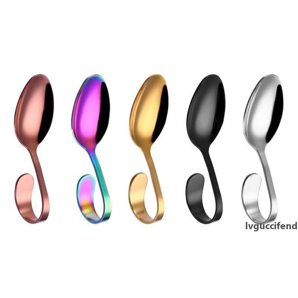 

stainless steel creative curved handle spoon bent spoon for buffet dessert salad kitchen tableware wholesale wb755