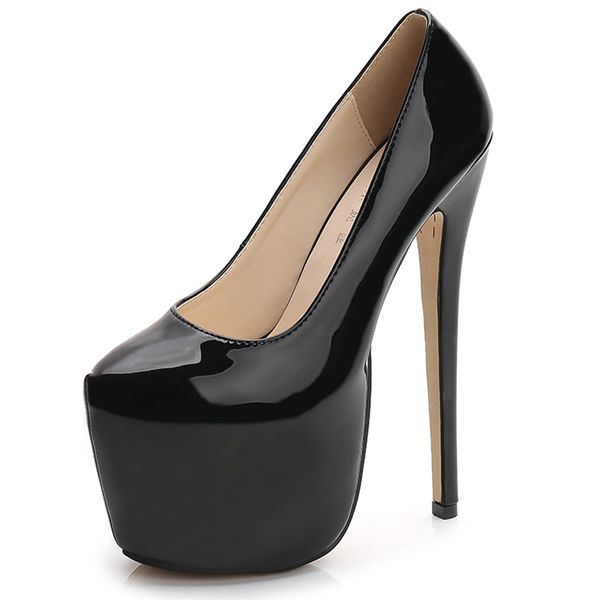 

dress shoes women high heels 18cm pumps candy-colored stiletto ladies wedding dance walk show plus size 35-44, Black