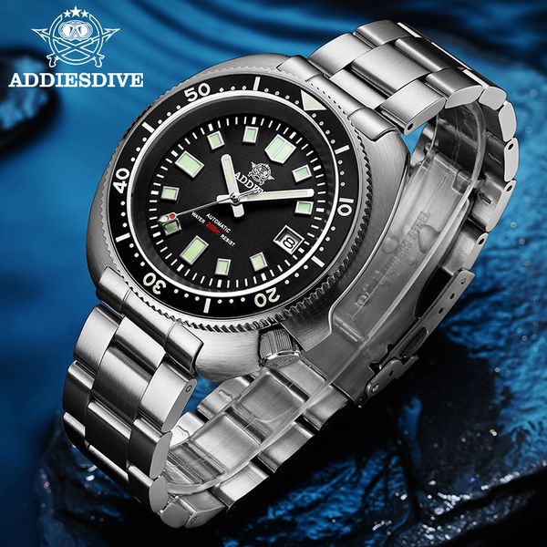 

abalone 200m dive watch automatic mechanical men's watch nh35 japan c3 super luminous diver men watches steel dive, Slivery;brown