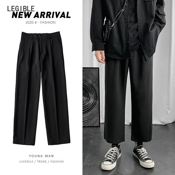 

legible 2020 men pants casual mens ankle-length pants loose harem mens solid trousers jogger, Black