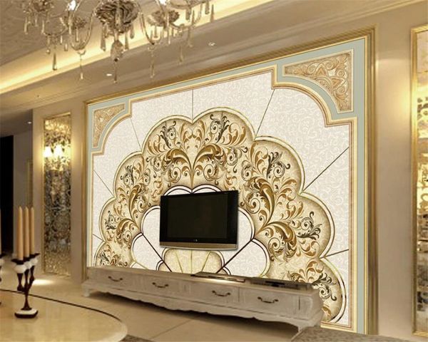 

classic 3d marble flower wallpaper european-style exquisite leaves living room bedroom wallcovering hd wallpaper