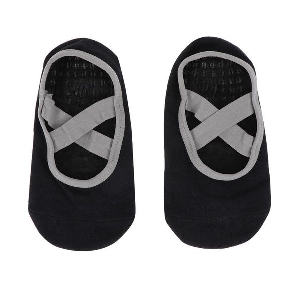 

sports socks womens yoga slip open back ballet cotton for pilates dance, Black