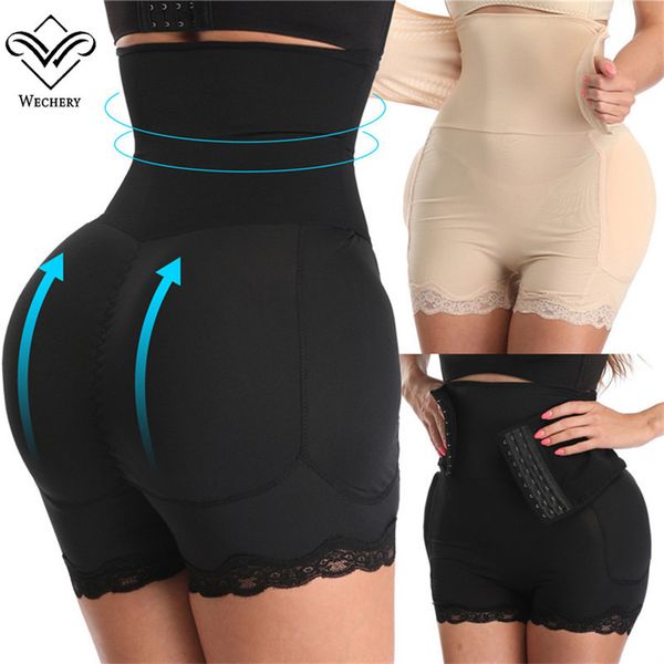 Wechery Frauen Big Ass Sexy Shapewear 4 Pads Gefälschte Butt Taille Abnehmen Gürtel Steuer Höschen Flache Bauch Unterwäsche Body Shaper Y200710