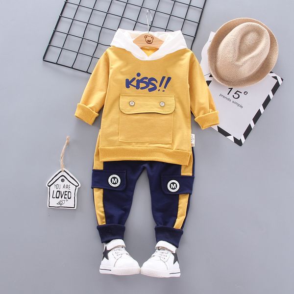 

spring and autumn children's suits leisure two-piece long-sleeved trousers hooded sweater 2020 new baby 0-4 years old suit, White