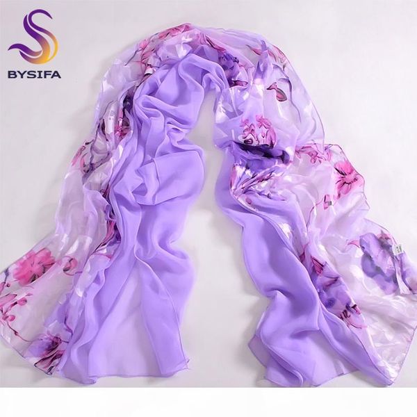 

bysifa] purple silk scarf cape ladies autumn winter chiffon patchwork floral long scarves summer women beach shawl 180*80cm, Blue;gray