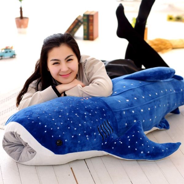 

150cm large size soft shark plush toy big creative blue whale stuffed soft shark sea fish plush pillow lovely children baby doll mx200716
