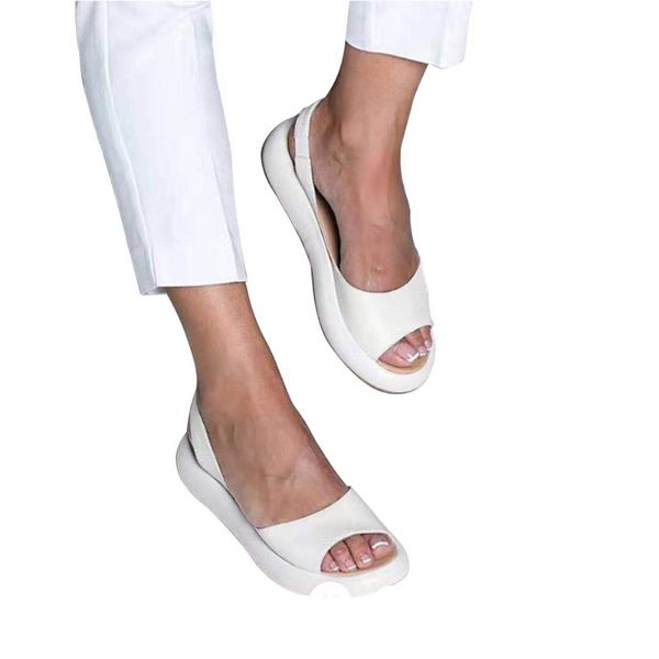 

beach shoes solid women sandals thick bottom spring summer slip on platform casual flip flops fashion female wedge heel open toe, Black