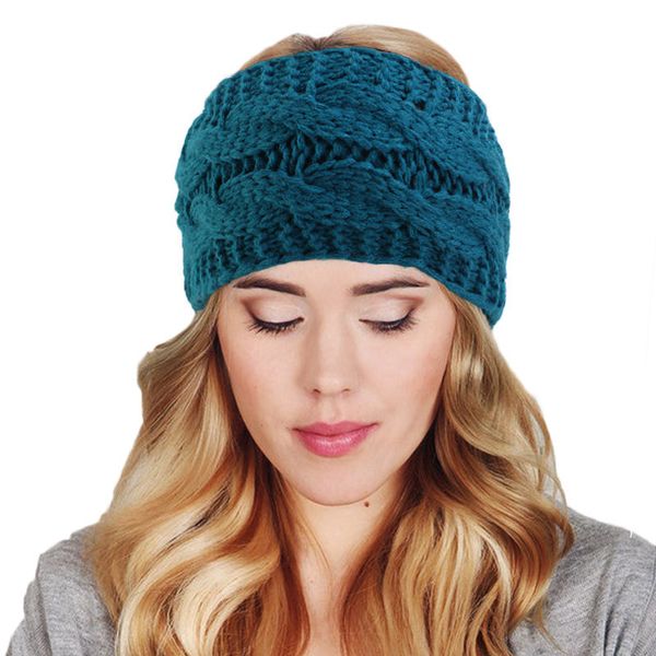 Neue breite gestrickte elastische Turban-Stirnbänder, handgefertigte Ohr-Häkel-Turban-Haar-Accessoires, Winter-Frauen-Kopfwickel für Mädchen