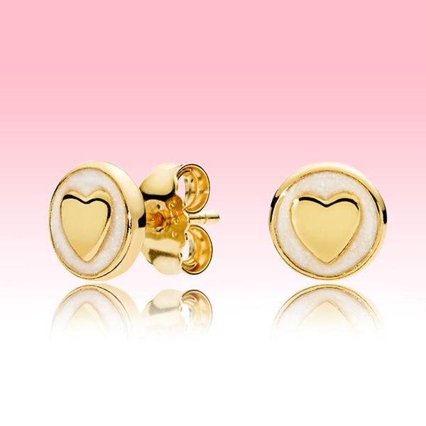 

роскошный дизайн желтое золото гальванической серьгу стержня с первоначально коробкой для пандора 925 серьги сердца серебра розовой любви дл, Golden;silver