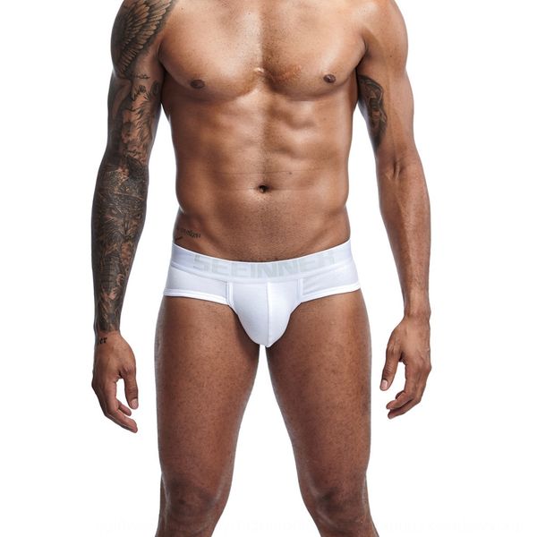 

seeinner heine men's solid color pure cotton briefs underpants underpants bag u convex tide men's briefs, Black;white