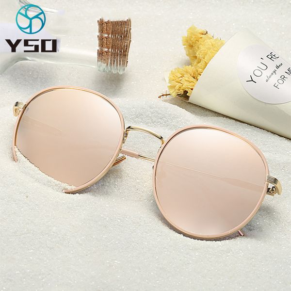 

yso new pink lenses women sunglasses polarized uv400 protection decorative glasses women lady vintage round sunglasses 5501, White;black