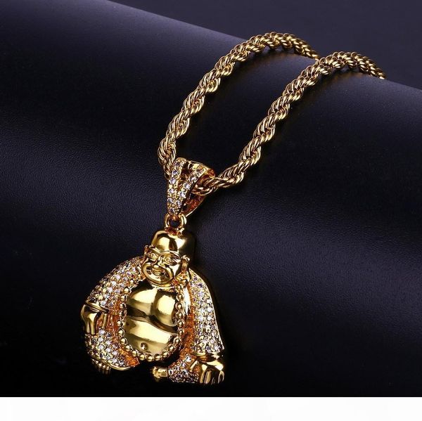 

u maitreya buddha ornaments gold -plated zircon hip -hop fashion necklace hip -hop pop men 's pendant, Silver