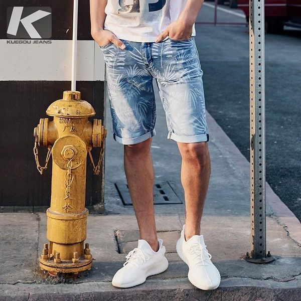

summer 2019 new men denim shorts cotton print blue color for man fashion slim fit pockets elastic jeans male short trousers 2935 t200521, Black