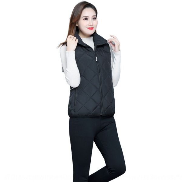 

middle-aged and elderly women's down cotton warm sticker winter warm intimate vest lapel small cotton-padded jacket mom vest, Black;white