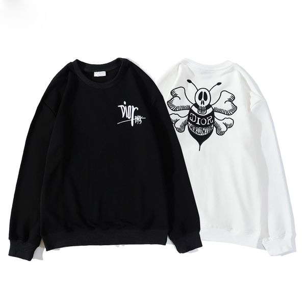

2020 early autumn limited series big bee embroidered logo round neck sweatshirt black and white m-xxl, Black;brown
