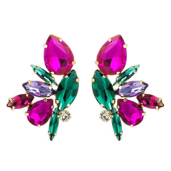 

exaggerated personality alloy diamond glass diamond full diamond earrings women's fashion temperament earring earring, Golden