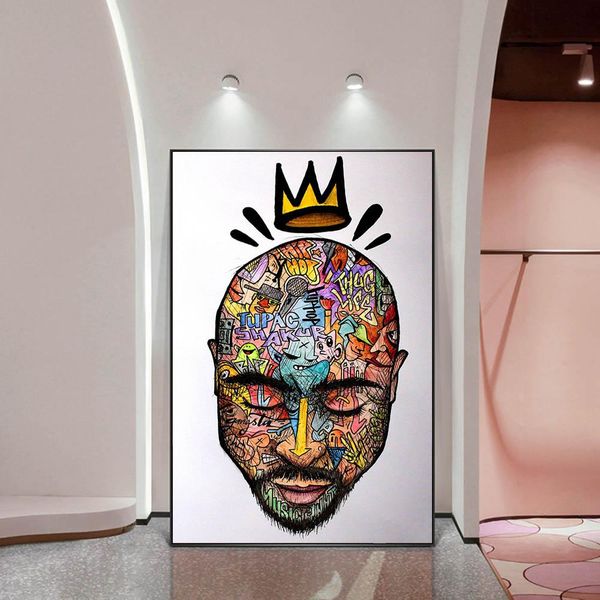 

Graffiti Art Portrait Of 2PAC Tupac Wall Art Posters And Prints Abstract Rapper of 2PAC Canvas Paintings Art Pictures Home Decor