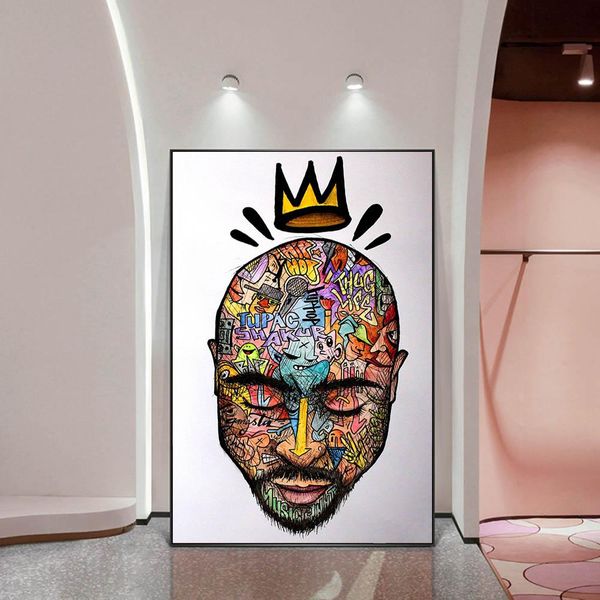 

graffiti art portrait of 2pac tupac wall art posters and prints abstract rapper of 2pac canvas paintings art pictures home decor